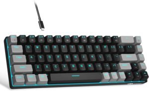 MK-Box 60% Mechanical Gaming Keyboard | Compact 68 Keys | LED Backlit with Red Switch | Detachable USB-C Wired Keyboard for Windows, Mac, PC (Black/Grey)