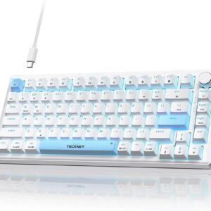 TECKNET RGB Gaming Keyboard | Wired Mechanical Keyboard with Volume Control | 20 Light Effects | USB Type-C | 65% Compact Design