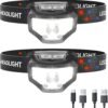 Rechargeable LED Headlamp 2-Pack – 1200 Lumen, Motion Sensor, Waterproof, 12 Modes