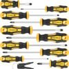 10-Piece Magnetic Screwdrivers Set | Professional Cushion Grip, 5 Phillips & 5 Slotted Tips