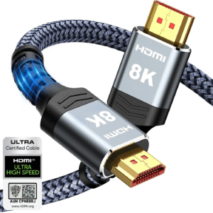 8K HDMI Cable 6.6FT – 48Gbps Ultra High-Speed Braided Cord (4K@120Hz, 8K@60Hz)