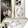Magnetic for Iphone 16 Pro Max Case, Built-In Camera Stash Stand, Compatible with Magsafe, 16FT Military Protection, Shockproof Slim Phone Case for Iphone 16 Promax 6.9", Gold